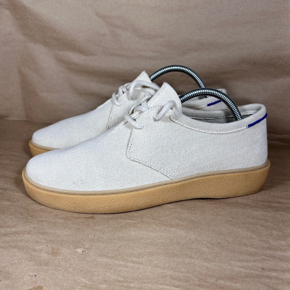 Rothy's Monty Sneaker Mens 9 Bone Solid Lace Up Sustainable Hemp Blend Gum Sole